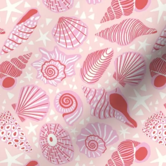 Various Fabrics by the Yard or Fat Quarter Coastal Shells Blush Pink Beach Summer Nautical Maritime Medium Scale Custom Printed Fabric by Spoonflower {7}