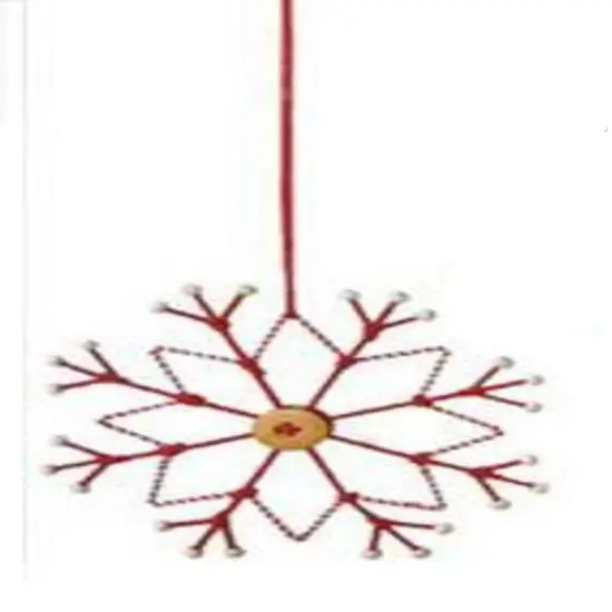 Midwest 6.5" Alpine Chic Tan, White and Red Country Rustic Style Snowflake Christmas Ornament {1}