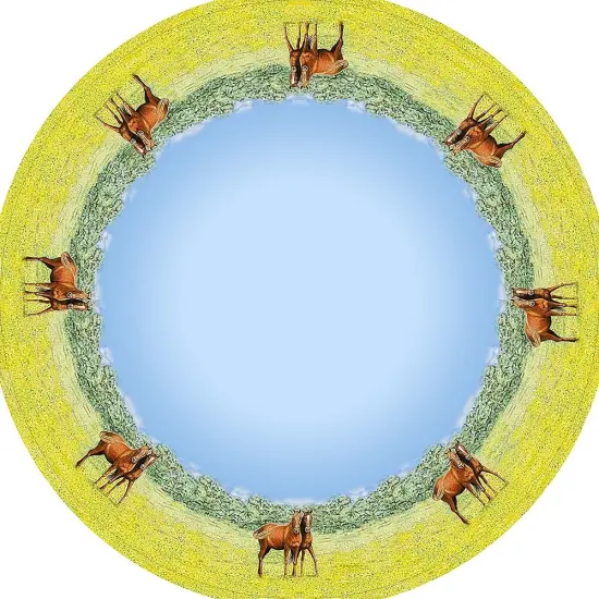 Betsy Drake Horse 58 Inch Round Table Cloth {1}