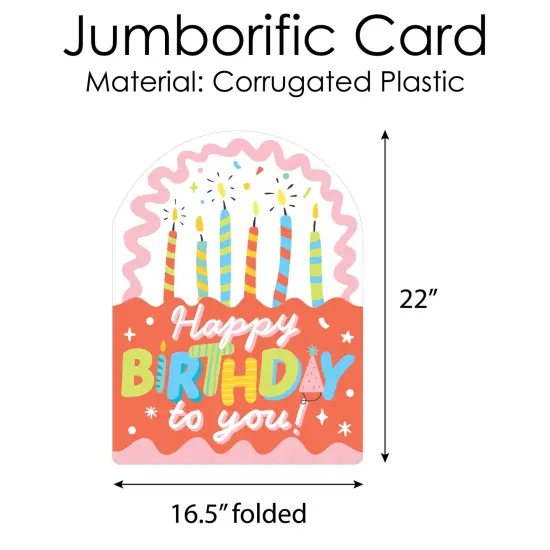 Big Dot of Happiness Party Time - Happy Birthday Giant Greeting Card - Big Shaped Jumborific Card - 16.5 x 22 inches {6}