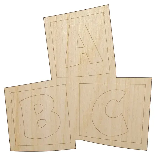 ABC Kids Baby Blocks Unfinished Wood Shape Piece Cutout for DIY Craft Projects {1}