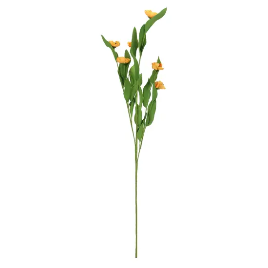 Select Artificials 31" Green and Orange Blooming Artificial Country Poppy Flower Pick with Long Stem {1}