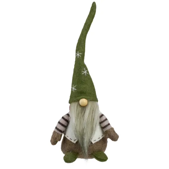 Northlight Sitting Gnome with Pointy Snowflake Hat Christmas Figure - 12" - Green and Brown {1}