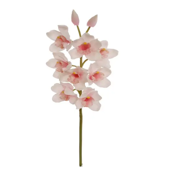 Lifelike 30" Light Pink Silk Cymbidium Orchid Stem - Elegant and Versatile Floral Decor for Any Occasion {1}