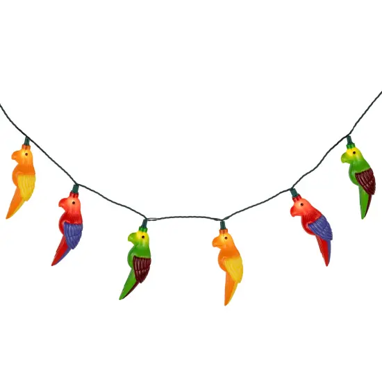 Northlight Parrot Patio Light Set - 6' Green Wire - 10ct Multi {5}