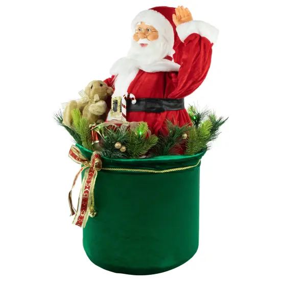 Northlight LED Lighted and Animated Gift Bag with Santa Claus Christmas Figure - 32" Red {4}
