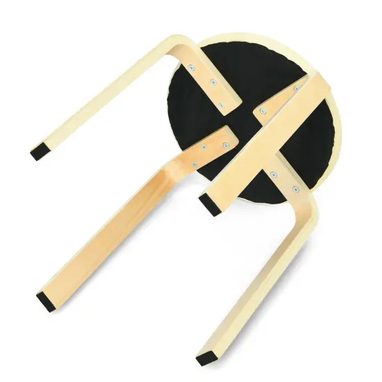 Set Of 4 Bentwood Round Stool Stackable Dining Chairs With Padded Seat Beige {4}