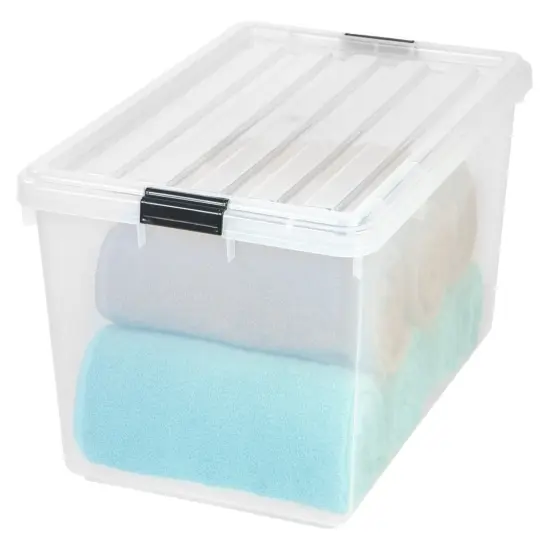 IRIS USA 68qt/17gal Clear View Plastic Storage Bins with Lids, Gray Buckles {1}
