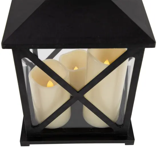 Northlight LED Candle Lantern with 3 Flameless Candles - 12.5" - Black {7}