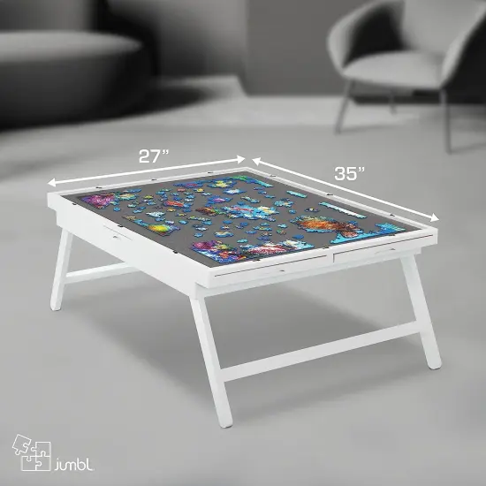 Jumbl 1500 Piece Puzzle Board, 27&rdquo; x 35&rdquo; Wooden Jigsaw Puzzle Table Board White {4}