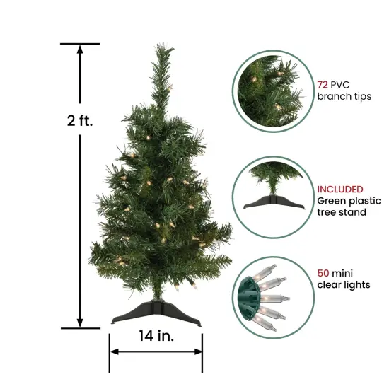 Northlight Pre-Lit Medium Aspen Pine Artificial Christmas Tree - 2' - Clear Lights Green {4}