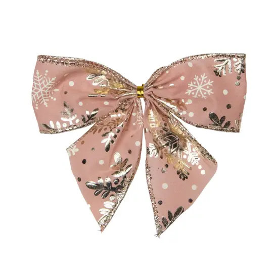 Northlight Shiny Snowflakes Christmas Bow Decorations - 5.5" - Pink and Gold - Pack of 6 {4}