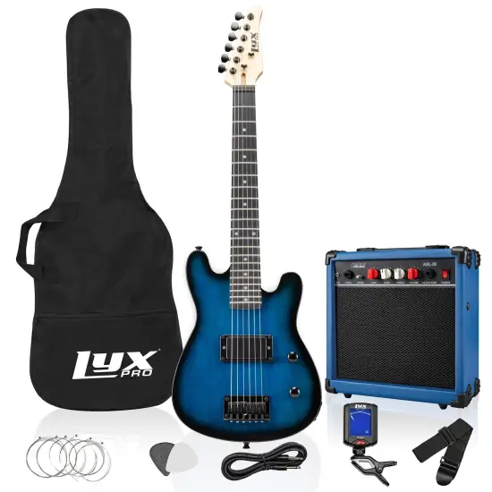 LyxPro 30" Stratocaster Electric Guitar Beginner Kit - Blue {6}