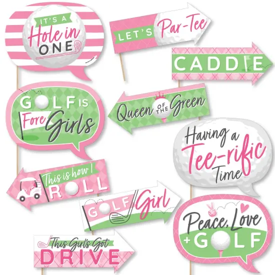 Big Dot of Happiness Funny Golf Girl - Pink Birthday Party or Baby Shower Photo Booth Props Kit - 10 Piece {1}