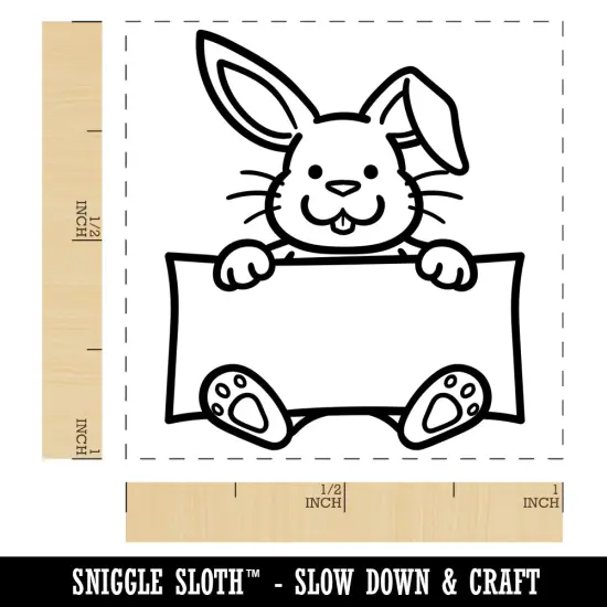 Easter Bunny Holding Blank Sign Self-Inking Rubber Stamp Ink Stamper Red {1}