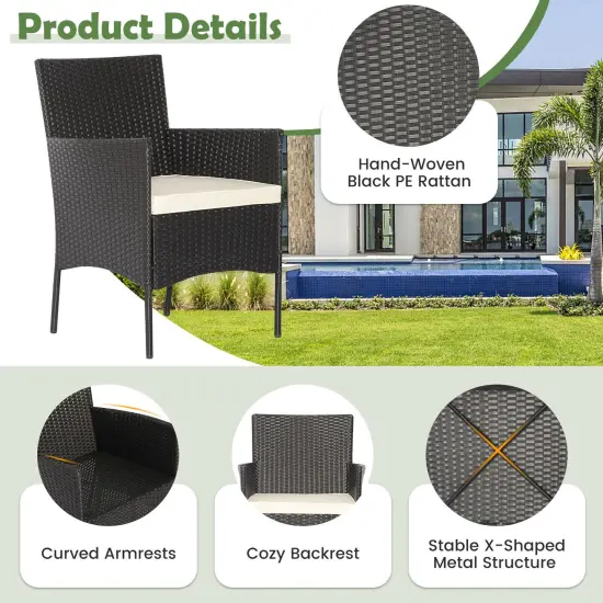 5 Pieces Outdoor Wicker Sofa Set with Coffee Table and 2 Ottomans {5}