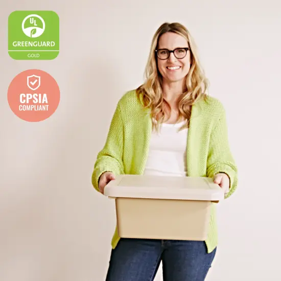 Square Bin with Lid, Storage Containers, 2-Pack Sand {6}