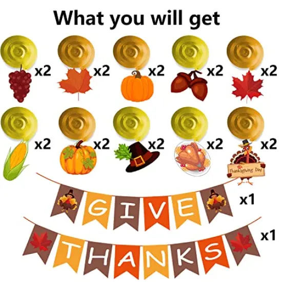 42 Pack Thanksgiving Decorations Pre-Assembled GIVE THANKS Banner Hanging Swirls for Indoor Outdoor Thanksgiving Decor Thanksgiving Decorations for Home {2}