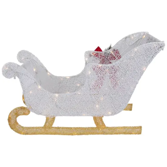 Northlight 30.25" LED Lighted Glittery White Sleigh Outdoor Christmas Decoration Gold {6}