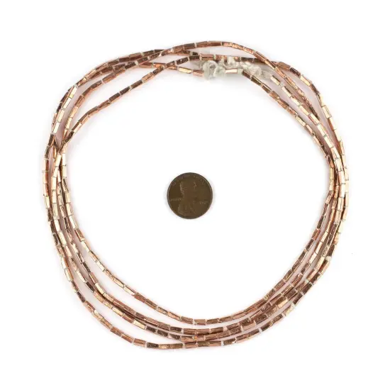 TheBeadChest Copper Rectangular Tube Ethiopian Beads (5x2mm) {2}