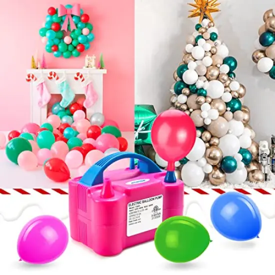 Electric Air Balloon Pump, 110V 600W Portable Dual Nozzle Inflator/Blower in Rose Red for Party Decorations {5}