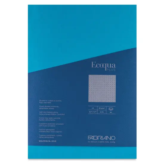 Fabriano Ecoqua Plus Glue-Bound Notebook - Turquoise, 8-1/4" x 11-7/10", Dot Grid {1}