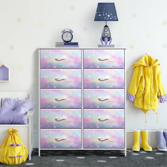 Sorbus Dresser with 10 Drawers - Storage Unit Organizer Chest for Clothes - Bedroom, Room, Nursery, & Closet - Steel Frame, Wood Top & Handles, and Easy Pull Fabric Bins {6}