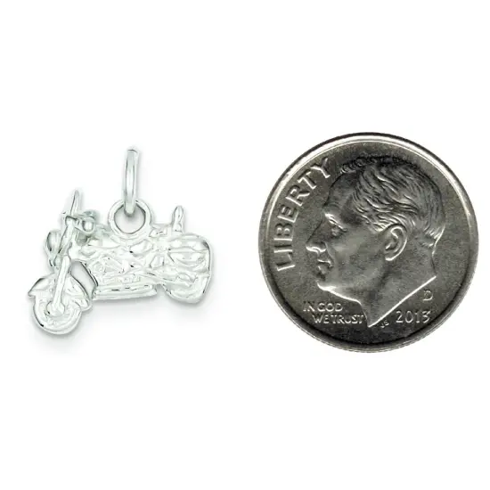 Sterling Silver Motorcycle Charm Pendant Jewelry 12mm x 17mm {2}