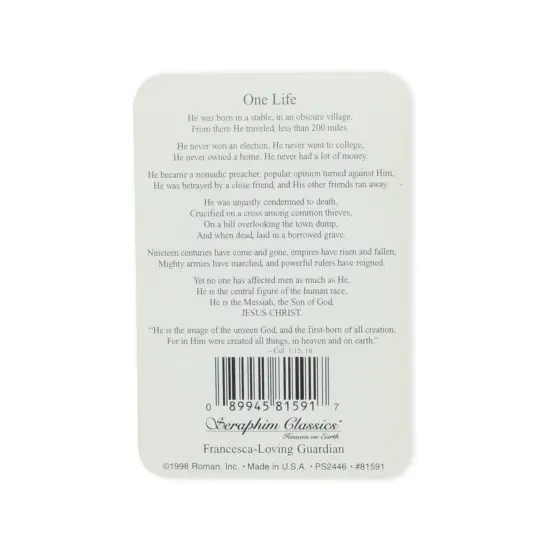 Roman Club Pack Of 25 Seraphim Classics "One Life" Jesus Prayer Cards #81591 Ivory {3}