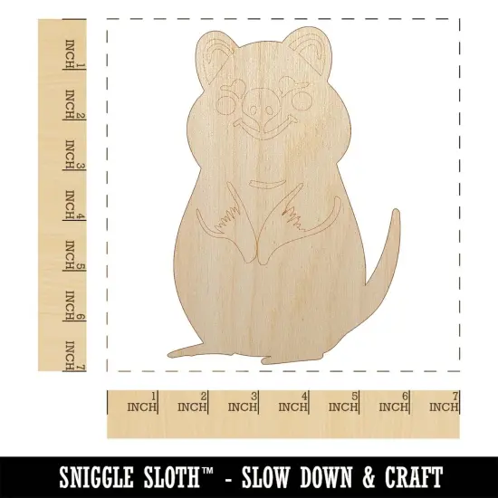Cheerful Standing Quokka Unfinished Wood Shape Piece Cutout for DIY Craft Projects {1}