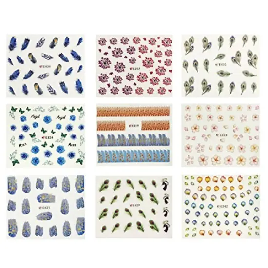 Wrapables 50 Sheets Feathers & Flowers Nail Stickers Nail Art {3}