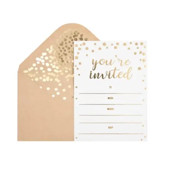 50 Pack Invitation Card - Elegant Greeting Cards &lsquo;&rsquo;You Are Invited&rsquo;&rsquo; In Gold Foil Letters &ndash; For Wedding, Bridal Shower, Baby Shower, Birthday Invitations - 52 Kraft Envelopes Included - 4" x 6" {1}