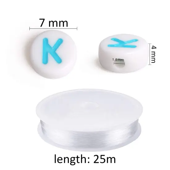 1900 Pieces 7 Colors Round Letter Beads Acrylic Alphabet Number Beads with 1 Roll Elastic Crystal String Cord for Jewelry Making DIY Necklace Bracelet (7x4mm) {3}