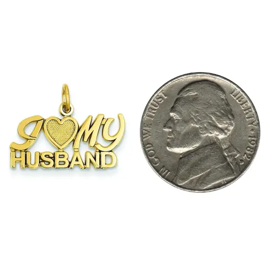 14K Gold I Love My Husband Charm Love Pendant Jewelry 17mm x 22mm {2}