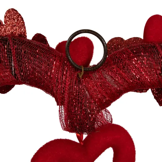 Northlight Heart Shaped Glittered Valentine's Day Wreath - 22" - Red {6}