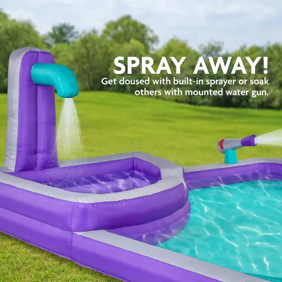 Sunny & Fun Inflatable Water Slide, Waterslide for Kids Backyard with Air Pump & Carrying Case Purple {3}