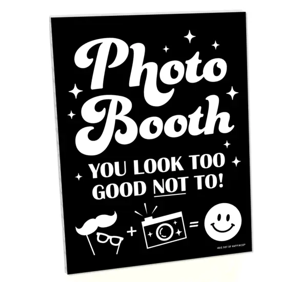 Big Dot of Happiness Party Props Photo Booth Sign - Printed on Sturdy Plastic Material - 10.5 x 13.75 inches - Sign with Stand - 1 Piece {1}