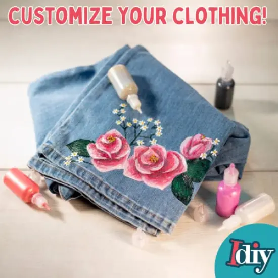 DIY Fabric Paints - 8 Glitter Colors, 1 oz Bottles, Ultra Bright 3D Paint for T-Shirts and Clothing, Non-Toxic, Water-Based, Washable, Permanent, Ideal for Classroom, Kids' Birthday Parties, and Summer Camps {6}