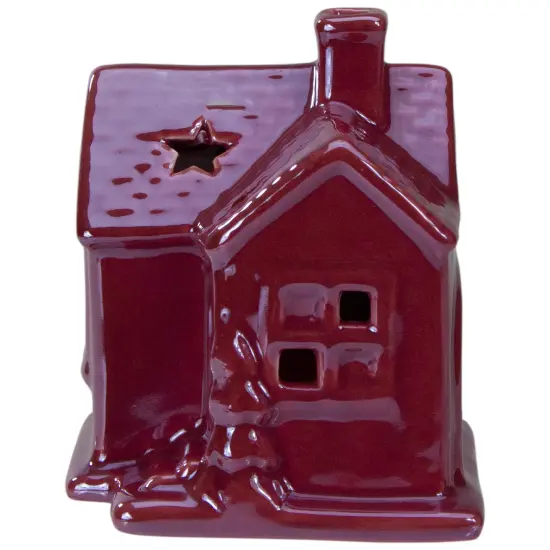 Northlight Ceramic House with Star Cutouts Christmas Decoration - 4" Pink {6}