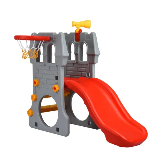 5 in 1 Toddler Climber Slide Playset with Basketball Hoop and Telescope {3}