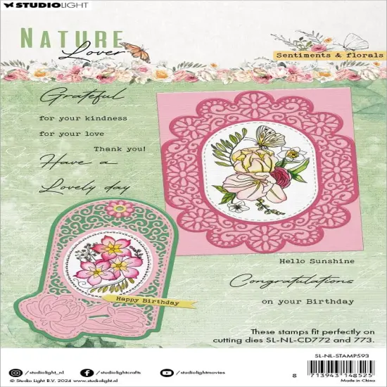 Studio Light Nature Lover Clear Stamps-Nr. 593, Sentiments & Florals {3}