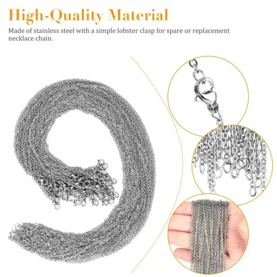 50pcs Wholesale Stainless Steel Silver Tone Necklace for DIY Jewelry Chains 18in {2}