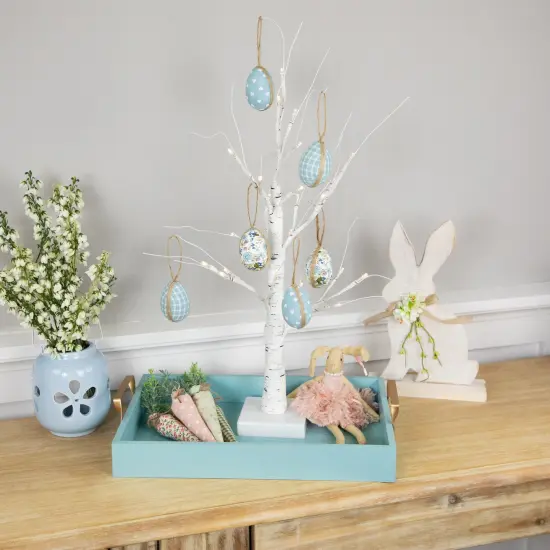 Northlight Fabric Easter Egg Ornament Decorations - 5.75" - Blue - Set of 6 {3}