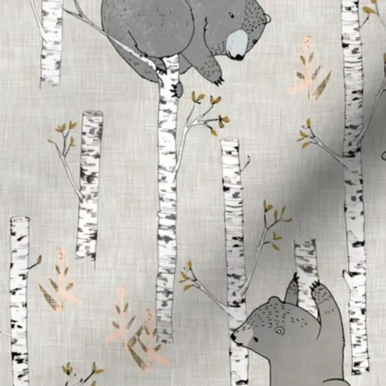 Various Fabrics by the Yard or Fat Quarter Baby Bear Woodland Forest Neutral Earth Tone Whimsical Bears Custom Printed Fabric by Spoonflower {7}