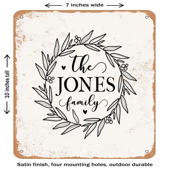 DECORATIVE METAL SIGN - the Jones Family- Vintage Rusty Look {2}