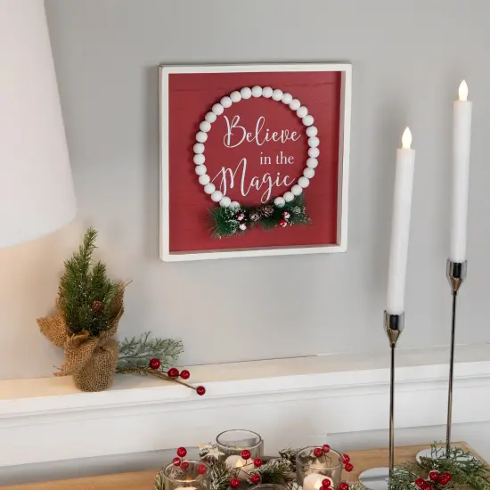 Northlight "Believe in the Magic" Framed Christmas Wall Sign - 9.75" Red {3}