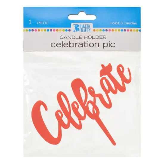 Celebrate Plastic Candle Holder Cake Topper, 1ct Orange {2}