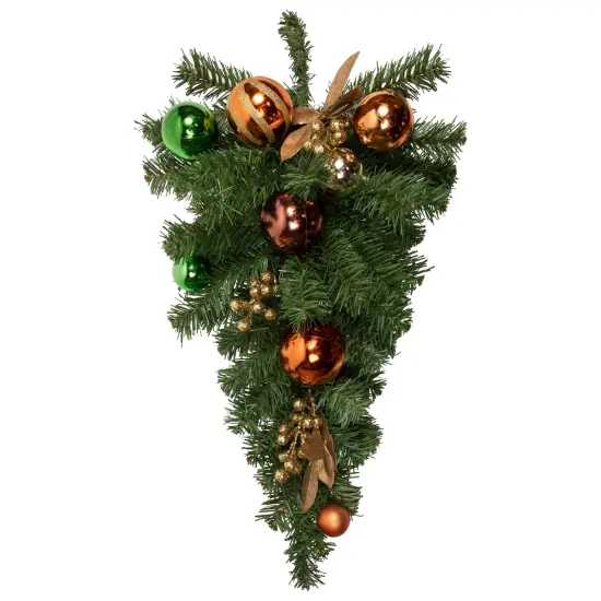 Northlight Pine Foliage with Ornaments Artificial Christmas Teardrop Swag - 30" - Unlit Green {1}