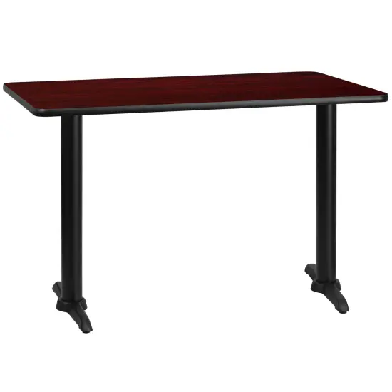 Emma and Oliver 30"x48" Rectangular Laminate Table with 5"x22" Table Height Bases Mahogany {1}