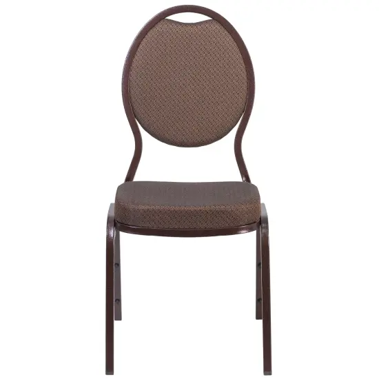 Emma and Oliver Teardrop Back Stacking Banquet Dining Chair BlackFab/SilverVein {8}